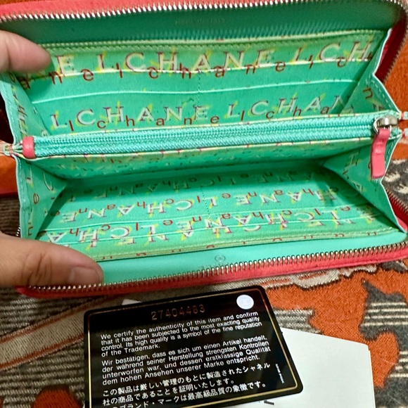 CHANEL ❤️🌟 PINK ZIPPY WALLET WITH GREEN MONOGRAM INTERIOR⭐️ - Picture 5 of 9